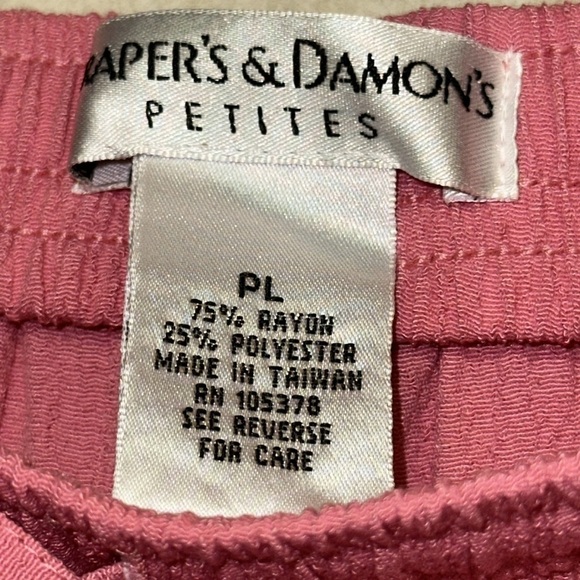 Draper’s & Damon’s Petites Blush Pink Pull-on Casual Pants Tutti Fruiti Group PL - Picture 4 of 7